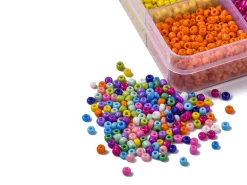 Kit Boite de perles 15 couleurs opaques + 2 bobines fils + pince