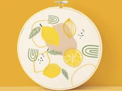 Kit broderie Graine Créative citron - Tambour 20cm