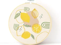 Kit broderie Graine Créative citron - Tambour 20cm