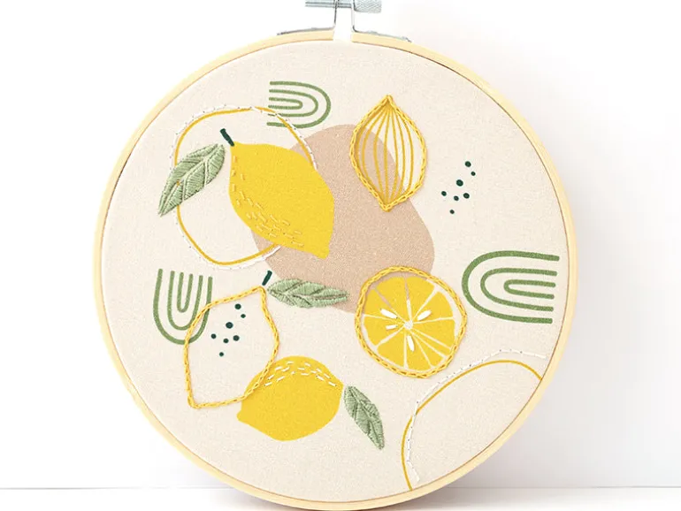 Kit broderie Graine Créative citron - Tambour 20cm