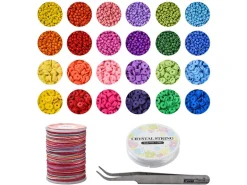 Kit de perles heishi et perles de rocailles - Fil et pince inclus