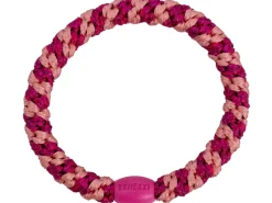 Élastique cheveux Rayé rose délavé & rose électrique pailleté - Kknekki