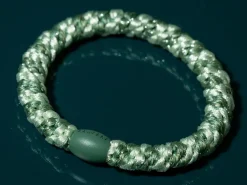 Élastique cheveux Rayures pistache menthe pailleté - Kknekki