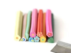 Lot 10 canes & lame - Nature - en pâte polymère
