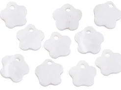 Lot de 10 breloques - fleur - Coquillage naturel - 13 mm
