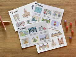 Lot de 4 cartes postales illustrées Paris - Wanderworld