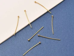 Lot de 50 clous à tête boule - Doré à l'or fin 18K - 27 mm