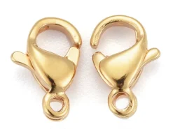 Lot de 10 fermoirs mousquetons - Doré à l'or fin 24K - éco pack - 9 x 6 mm