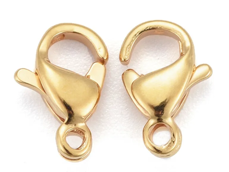 Lot de 10 fermoirs mousquetons - Doré à l'or fin 24K - éco pack - 9 x 6 mm