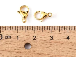 Lot de 10 fermoirs mousquetons - doré à l'or fin 24K - éco pack - 11 x 7 mm