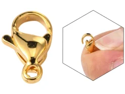 Lot de 10 fermoirs mousquetons - doré à l'or fin 24K - éco pack - 11 x 7 mm