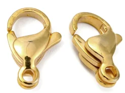 Lot de 10 fermoirs mousquetons - Doré à l'or fin 24K - éco pack - 13 x 8 mm