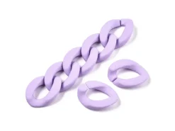 Lot de 50 maillons opaques et mates en acrylique - 23 x 17 mm - Prune
