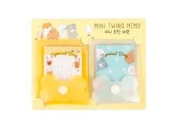 Lot de 2 Mini blocs mémo pochettes Twins - Jaune et blanc