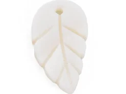 Lot de 5 pendentifs feuille en coquillage nacré - 22 x 12 mm