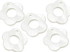 Lot de 5 pendentifs fleurs en coquillage nacre - 25 mm