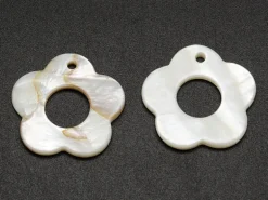Lot de 5 pendentifs fleurs en coquillage nacre - 25 mm