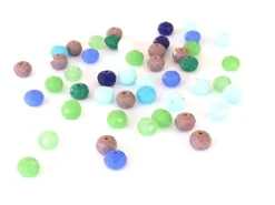 Lot de 50 perles à facettes en verre 8x6 mm - bleu et vert
