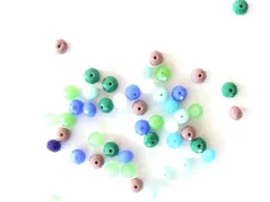 Lot de 50 perles à facettes en verre 8x6 mm - bleu et vert