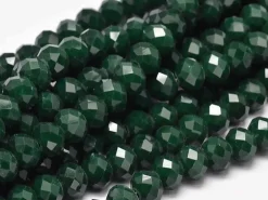 Lot de 50 perles à facettes en verre 8x6 mm - vert sapin
