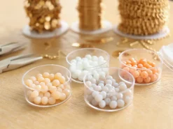 Lot de 50 perles à facettes en verre 4x6 mm - beige