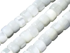 Lot de 20 perles colonnes 6 mm - Coquille de trochid - Blanc