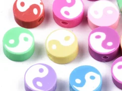 Lot de 20 perles en pâte polymère - Yin yang - Couleur aléatoire