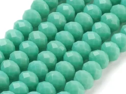 Lot de 20 perles en verre à facettes - Aigue-marine