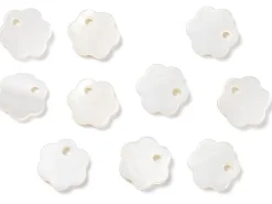 Lot de 10 perles fleur - Coquillage naturel - 10 mm