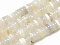 Lot de 20 perles heishi naturelles 6 mm - Agate blanche