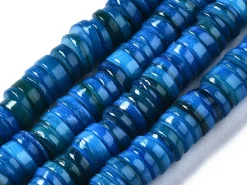 Lot de 20 perles heishi naturelles 6 mm en coquillage - Bleu acier