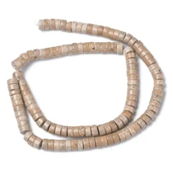 Lot de 20 perles heishi naturelles 6 mm - Fossile naturel