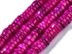 Lot de 20 perles heishi naturelles 6 mm en coquillage - Rose