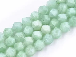 Lot de 10 perles naturelles géométriques à facettes - 6 mm - Jade de Birmanie