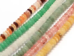 Lot de 20 perles rondelles en pierre naturelles et synthétiques