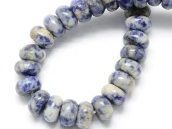 Lot de 20 perles rondelles - Jaspe tache bleu