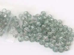Lot de 200 perles rondes à paillettes - Lettres alphabet argentés