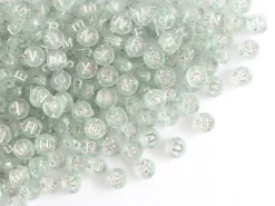 Lot de 200 perles rondes à paillettes - Lettres alphabet argentés