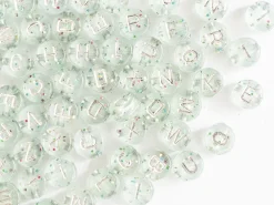 Lot de 200 perles rondes à paillettes - Lettres alphabet argentés