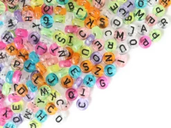 Lot de 200 perles rondes colorées lettres alphabet - transparentes