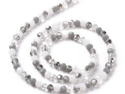 Lot de 50 perles rondes facettées - 5 mm - Tons gris