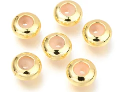 Lot de 5 perles stoppeur - perles avec caoutchouc pour bracelets coulissants - doré - 8 x 4 mm