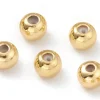 Lot de 5 perles stoppeur - perles avec caoutchouc pour bracelets coulissants - doré à l'or fin 18K - 4 x 3 mm