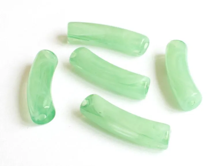 Lot de 5 perles tubes - Imitation naturelle marbre 6 mm - Vert clair