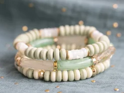 Lot de 5 perles tubes - Imitation naturelle marbre 6 mm - Vert clair