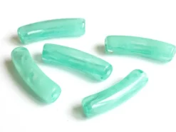 Lot de 5 perles tubes - Imitation naturelle marbre 6 mm - Aigue-marine
