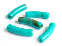 Lot de 5 perles tubes - Imitation naturelle marbre 6 mm - Turquoise