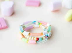 Lot de 5 perles tubes opaques en résine 6 mm - Turquoise