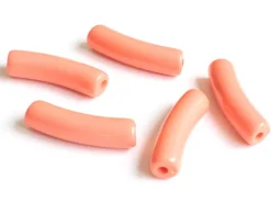 Lot de 5 perles tubes opaques en résine 6 mm - Corail
