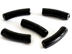 Lot de 5 perles tubes opaques en résine 6 mm - Noir
